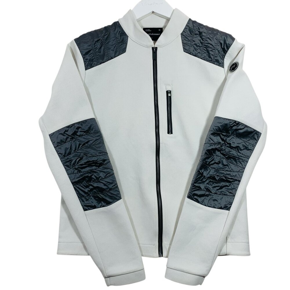 Peak Performance White and Gray Zip Up Sweater